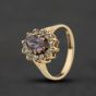 Second Hand 9ct Yellow Gold Amethyst & Cubic Zirconia Oval Cluster Ring 41104674