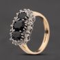 Second Hand 9ct Yellow Gold Sapphire & Cubic Zirconia Triple Cluster Ring 41104806