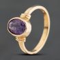 Second Hand 9ct Yellow Gold Amethyst Rubover Single Stone Dress Ring 41104844