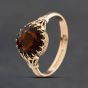 Second Hand 9ct Yellow Gold Red Quartz Dress Ring 41104851