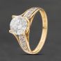 Second Hand 14ct Yellow Gold Cubic Zirconia Shoulder Set Solitaire Ring 41104856