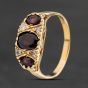 Second Hand 9ct Yellow Gold Garnet & Cubic Zirconia Seven Stone Ring 41104868