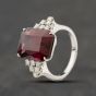 Second Hand 18ct White Gold 14.00ct Garnet & 0.48ct Brilliant Cut Diamond Cluster Ring 41121029