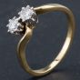 Second Hand 18ct Yellow Gold Brilliant Cut Diamond Two Stone Crossover Ring 4112233