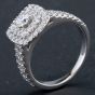 Second Hand 18ct White Gold Brilliant Cut Diamonds Cushion Shape 3 Tier Cluster Ring 4112258