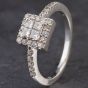 Second Hand 9ct White Gold 0.52ct Diamond Baguette And Brilliant Square Cluster Ring 4112273