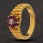Second Hand Vintage 18ct Yellow Gold Ruby & Diamond Cluster Ring 4112315