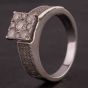 Second Hand 18ct White Gold 0.82ct Square Shaped Cluster Ring 4112941