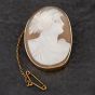 Second Hand Vintage Yellow Gold Cameo Oval Pin Brooch 4113002