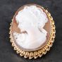 Second Hand Vintage 9ct Yellow Gold Hallmarked Birmingham 1982 Cameo Oval Pin Bar Brooch 4113016
