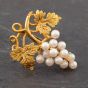 Second Hand 9ct Yellow Gold Cultured Pearl Grape Vine Brooch 41131033