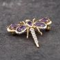 Second Hand 9ct Yellow Gold Amethyst & Diamond Dragonfly Brooch 41131052