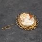 Second Hand Vintage 9ct Yellow Gold Cameo Filigree Oval Brooch 41131090