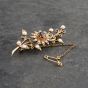 Second Hand Vintage 9ct Yellow Gold Garnet & Seed Pearls Flower Brooch 41131121