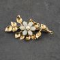 Second Hand 9ct Yellow Gold Opal & Pearl Foliate Brooch 41131142