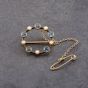 Second Hand Vintage Yellow Gold Aquamarine & Seed Pearl Circle Brooch 41131154