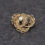 Second Hand 9ct Yellow Gold Pearl Swirling Leaf Design Brooch 41131166
