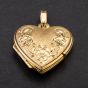 Second Hand 9ct Yellow Gold Flower Patterned Heart Locket 4114086