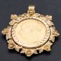 Second Hand 9ct Yellow Gold 1872 Young Queen Victoria Sovereign Coin and Flower Design Mount 4114092