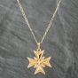 Second Hand 9ct Yellow Gold Cubic Zirconia Maltese Cross Pendant & 20 Inch Curb Chain 41141005