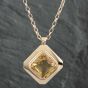Second Hand Vintage 9ct Yellow Gold Citrine Gemstone Pendant & 30 Inch Belcher Chain 41141016