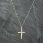 Second Hand Yellow Gold Crucifix Pendant & 18 Inch Curb Chain 41141200