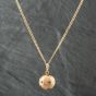 Second Hand Vintage 9ct Yellow Gold Synthetic Blue Stones Ball Locket Pendant & 17 Inch Curb Chain 41141204