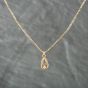 Second Hand 9ct Yellow Gold Diamond Pear Shaped Pendant & 16 Inch Box Chain 41141210