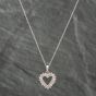 Second Hand 9ct White Gold Diamond Heart Pendant & 18 Inch Prince Of Wales Chain 41141278