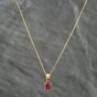 Second Hand Yellow Gold Pink Tourmaline Pendant & 18 Inch Curb Chain 41141293