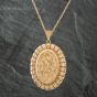 Second Hand Vintage 9ct Yellow Gold Large Oval Foliate Locket Pendant & 22 Inch Prince Of Wales Chain 41141298
