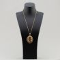 Second Hand Vintage 9ct Yellow Gold Large Oval Foliate Locket Pendant & 22 Inch Prince Of Wales Chain 41141298