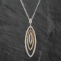 Second Hand 18ct Two Colour Gold Diamond Triple Marquise Pendant & 18 Inch Belcher Chain 41141324