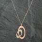 Second Hand 9ct Three Colour Gold Double Oval Pendant & 18 Inch Curb Chain 41141419