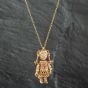 Second Hand 9ct Yellow Gold Cubic Zirconia Large Ragdoll Pendant & 21 Inch Belcher Chain 41141420