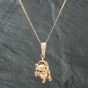 Second Hand 9ct Yellow Gold Cubic Zirconia Bulldog Pendant & 22 Inch Curb Chain 41141425