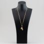 Second Hand 9ct Yellow Gold Cubic Zirconia Bulldog Pendant & 22 Inch Curb Chain 41141425