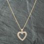Second Hand 9ct Yellow Gold Diamond Open Heart Pendant & 18 Inch Curb Chain 41141428