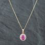 Second Hand 9ct Yellow Gold Oval Cut Pink Topaz Pendant & 18 Inch Curb Chain 41141445