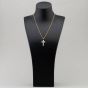 Second Hand 9ct Yellow Gold Opal & Cultured Pearl Cross Pendant & 18 Inch Curb Chain 41141459
