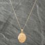 Second Hand 9ct Yellow Gold Patterned Oval Locket Pendant & 18 Inch Curb Chain 41141521