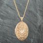 Second Hand 9ct Yellow Gold Celtic Heart Locket Pendant & 18 Inch Curb Chain 41141526