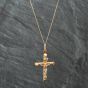 Second Hand 9ct Yellow Gold Crucifix Cross Pendant & 18 Inch Curb Chain 41141530