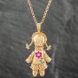 Second Hand 9ct Yellow Gold Ragdoll Pendant & 20 Inch Belcher Chain 41141561