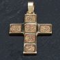 Second Hand 14ct Yellow Gold Square Design Bark Patterned Cross Pendant 4114169