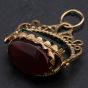 Second Hand 9ct Yellow Gold Onyx Bloodstone and Cornelian Stone Set Spinning Fob Pendant 4114170