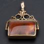 Second Hand 9ct Yellow Gold Spinning Oblong Double Sided Agate Pendant 4114171