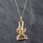 Second Hand Vintage 9ct Yellow Gold Glass Seal Pendant & 18 Inch Curb Chain 41141746