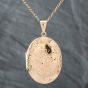 Second Hand Vintage 9ct Yellow Gold Large Oval Hand Engraved Locket Pendant & 20 Inch Curb Chain 41141808
