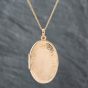 Second Hand 9ct Yellow Gold Oval Flowers Engraved Locket Pendant & 18 Inch Curb Chain 41141811